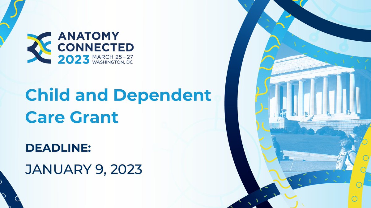 AAA is offering grants to offset the cost of child and dependent care to enable members to present their research at #Anatomy23.

The deadline to apply is Jan. 9, 2023!

Learn more and apply here: 
ow.ly/Zvr450LXSjR

#Anatomy #AnatomyConnected2023 #childcaregrant