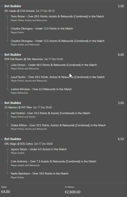 SportsStatLive's tweet photo. 700/1 Stupid #NBA  Lotto for spare change fun and all that 

$4 Returns $2,808

GL PLayung Singles and Mixed doubles  between the 50/1 earlier and the 700/1 Here GL .. peeps https://t.co/HRb41StI2o