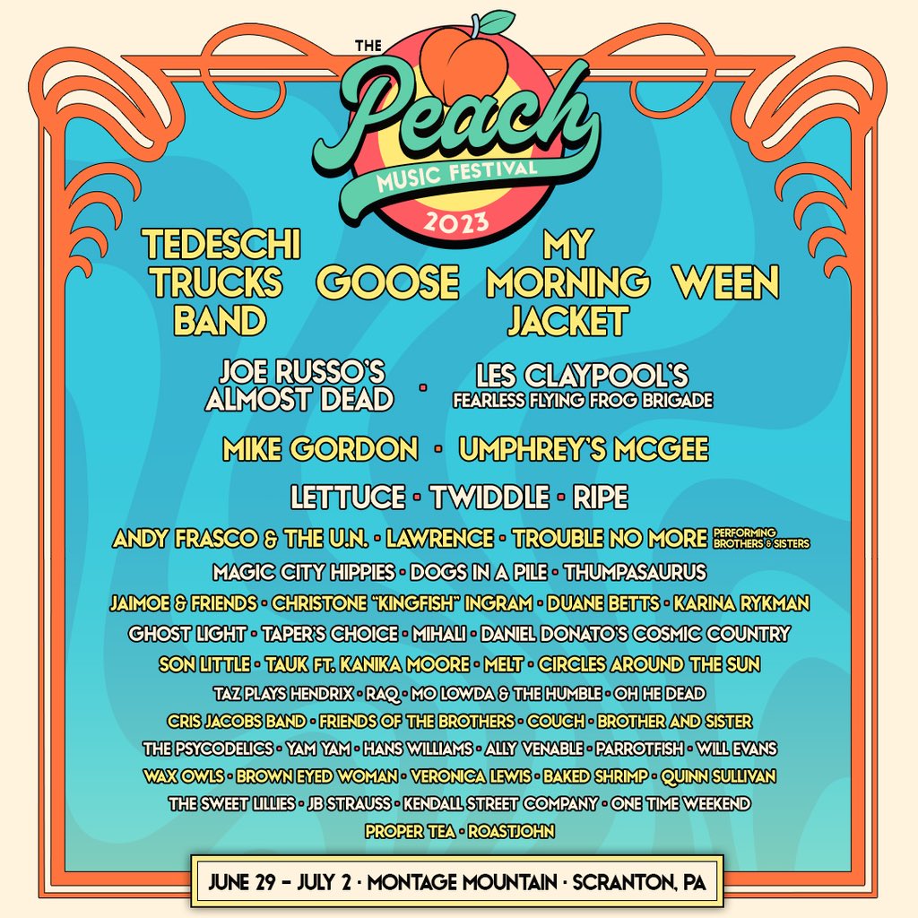 Really proud and excited for Friends of the Brothers to be part of this great @PeachMusicFest lineup that was just announced. Headliners include @DerekAndSusan @WEENOnline Goose and My Morning Jacket. 6/29-7/2. @Friendsofbros