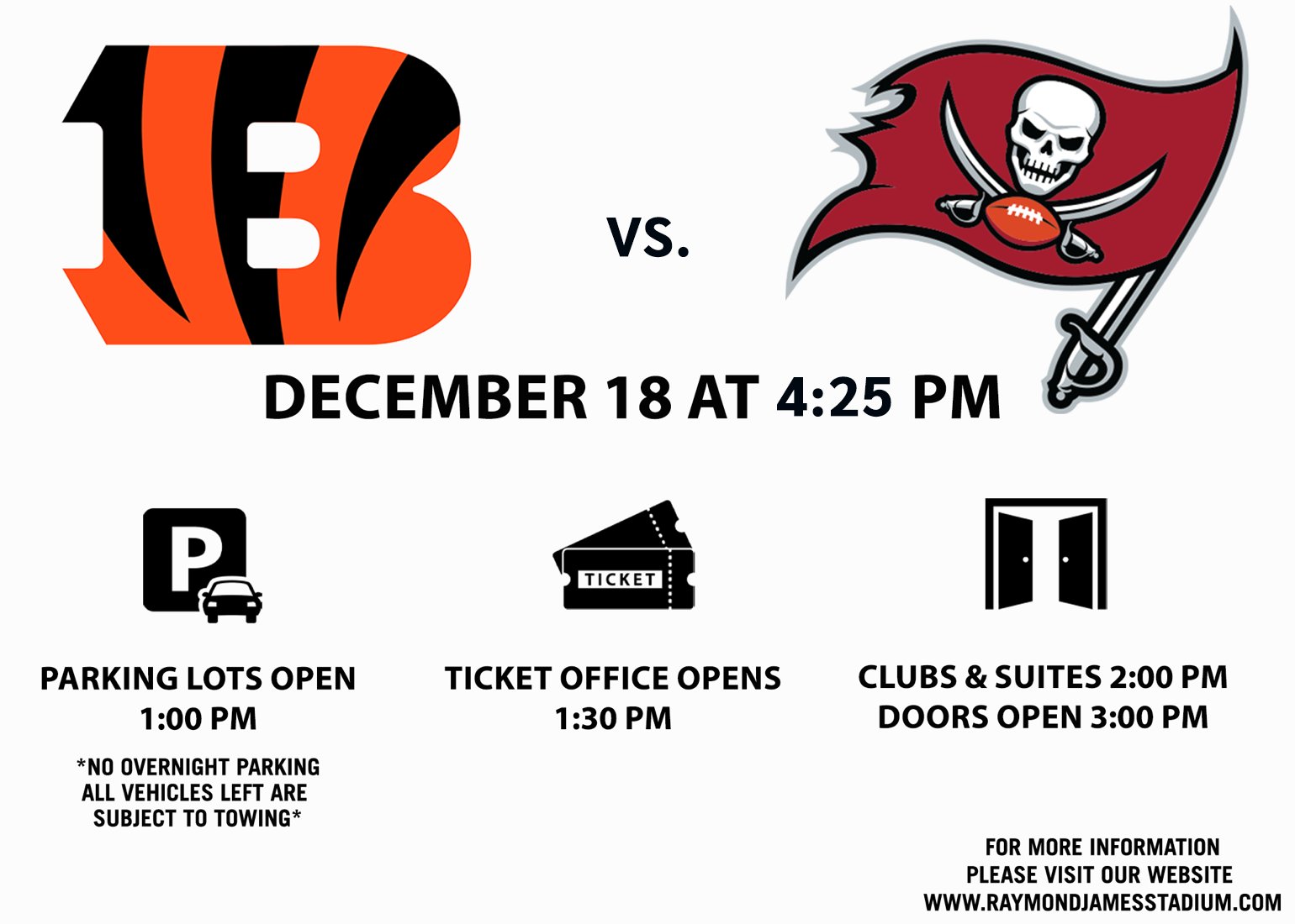 Tampa Bay Buccaneers on Twitter: RT @RJStadium: Know before you go to the  Bengals vs. Bucs game!  / X