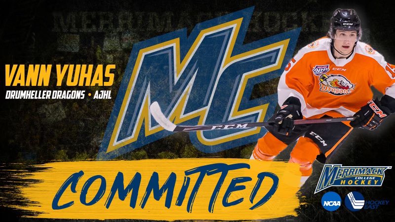 Congrats to Vann Yuhas (<a href="/_vannyuhas/">vann yuhas</a>) on his commitment to play Div 1 hockey at Merrimack College. Very bright future. @MerrimackMIH <a href="/drumdragons/">Drumheller Dragons</a> <a href="/TheAJHL/">TheAJHL</a> <a href="/NCAAIceHockey/">NCAA Ice Hockey</a>