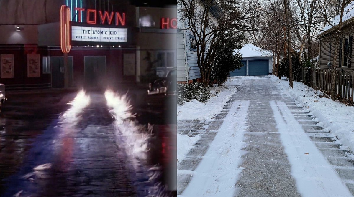 It looks like <a href="/DocBrownLloyd/">Christopher Lloyd</a> made a stop here in Wisconsin! Too cold for ya? #backtothefuture #snow #shoveling