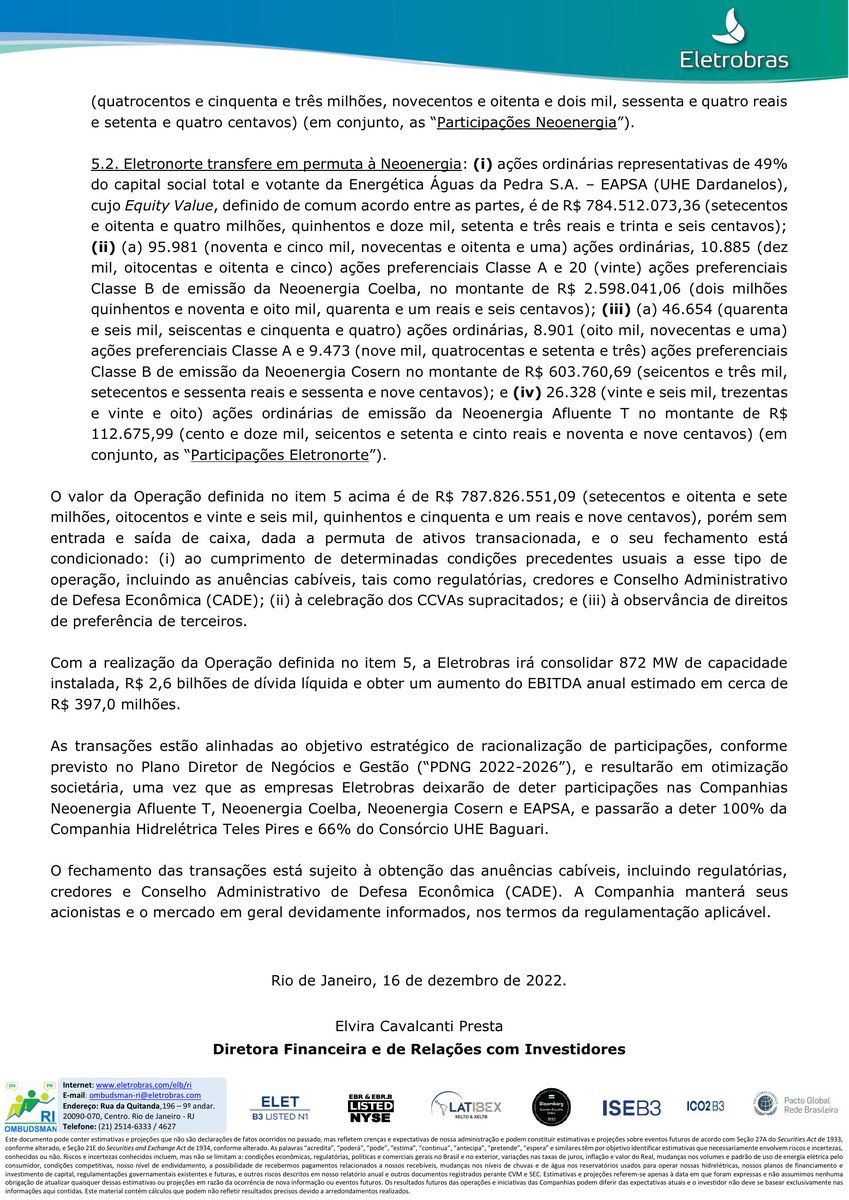 CalixtoCapital's tweet photo. #ELET | ELETROBRAS | Fato Relevante https://t.co/02kbnsJZYb