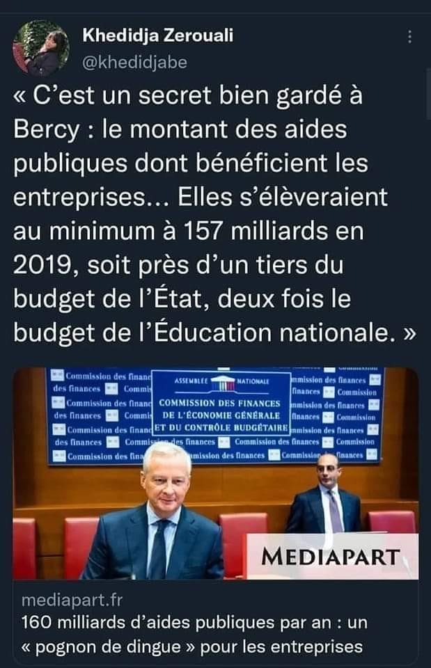 mais c'est un fait 
énorme 
les patrons sont les premiers assistés de ce pays