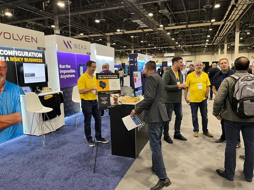 FranklyShepherd's tweet photo. What do Jenga &amp; #multicloud #configuration have in common? You move one piece, and everything can crash. 🤯 The @EvolvenSoftware team had fun discussing that with anyone that stopped by our #GartnerIO booth 👀 #ConfigurationRisk Intelligence = #CyberSecurity these days! 

#DevOps https://t.co/wuHAiFTbIi