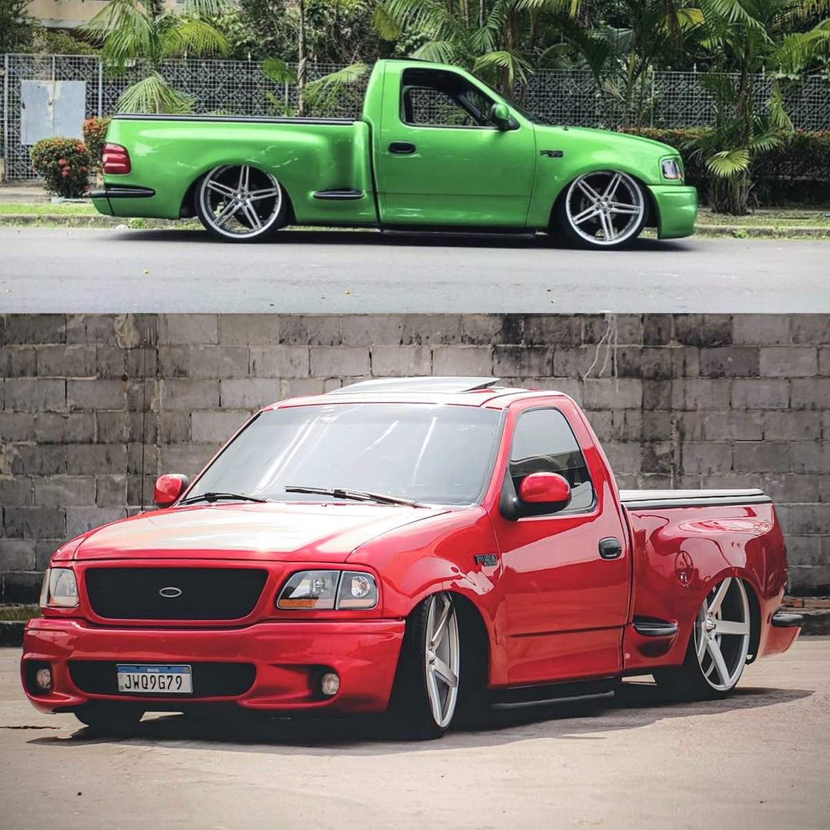 TrucksPointless's tweet photo. It's a wrap for 🇧🇷 #BrazilWeek, with these 2 F150s! https://t.co/c9ZwLjTQoq