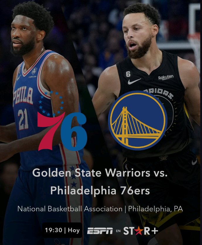 richard93612's tweet photo. #NBA #NBAxESPN #NBAxSTAR #AyDiosMio #WEEK9
Hola @AleRPerez y @soyleomontero, a doble cartelera,  voy a ver el juego #GSvsPHI por la pantalla de #ESPNenStarPlus. Gana #DubNation de visistante a #Brotherlylove desde el @WellsFargoCtr. Abrazos desde Floridablanca 🇨🇴. https://t.co/bOjINfipSO