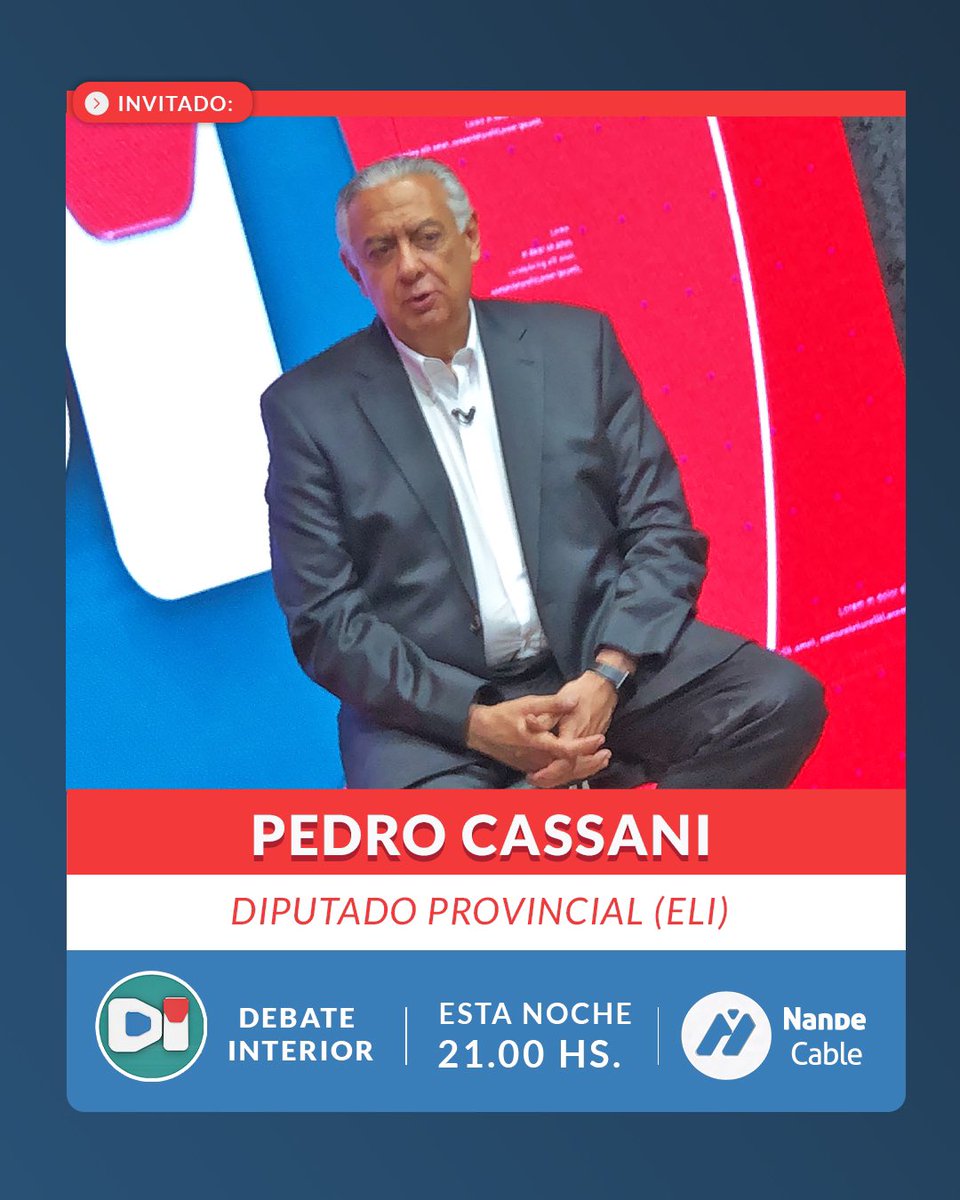DebateInterior's tweet photo. Hoy desde las 21hs no te pierdas el último programa de #DebateInterior por canal 8 de #ÑandeCable. Analizamos los temas más importantes de la semana y recibimos a @mmbarrionuevo y @peruchocassani . https://t.co/APOVZssyau