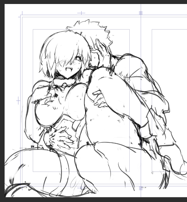 表紙絵没案。ぐだマシュなので二人を入れたがノイズになってるのとNTR構図っぽいので・・・没である! 