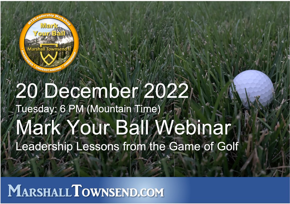 Grab your ticket and get a seat for my next FREE Mark Your Ball Webinar - 20 December 2022, Tuesday at 6 pm (Mountain Time). Don't miss it!!

Here is the link to get signed up: buff.ly/3BCUBaZ

#leadership #Golf #golflife #internationalnetworkofgolf #golftips #webinar