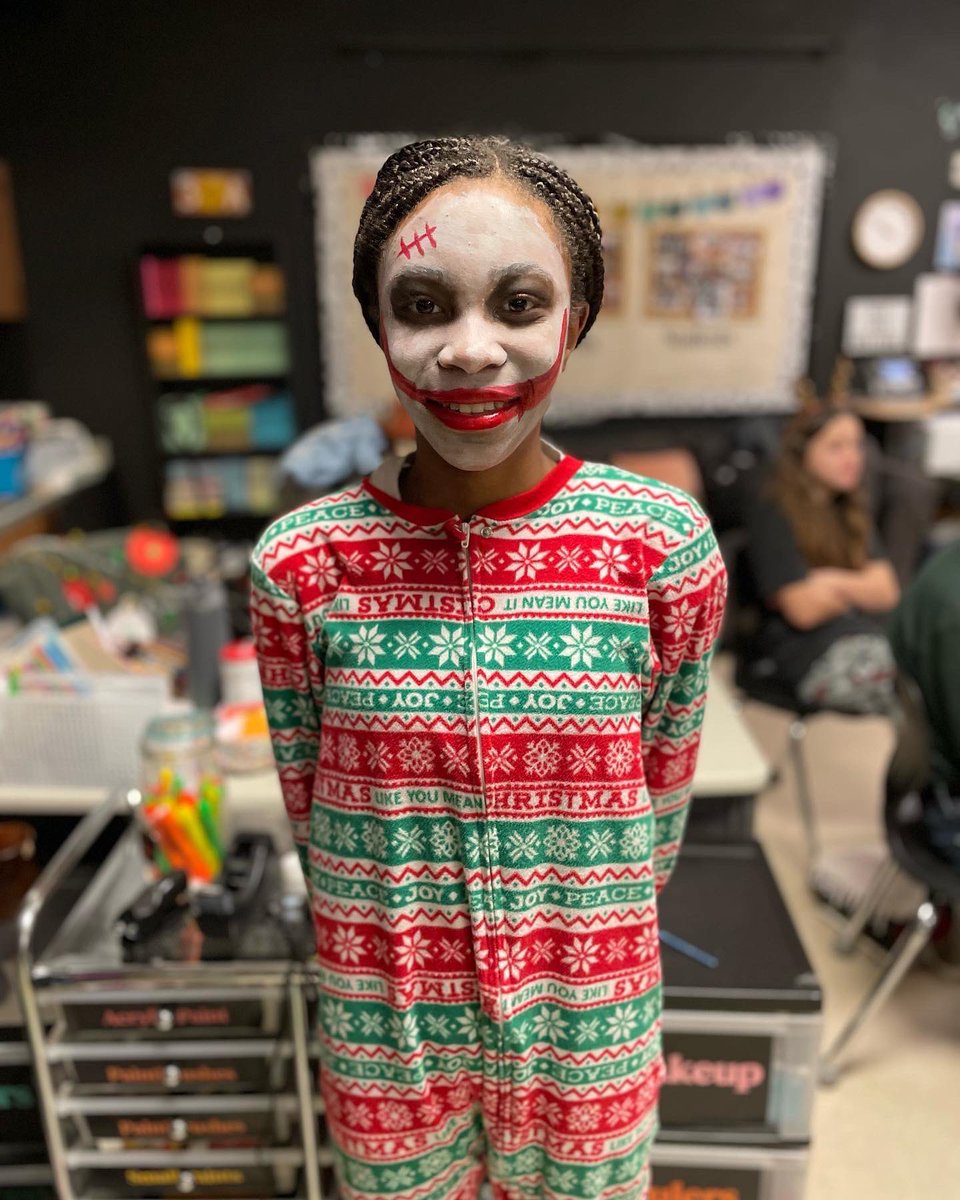 Students in Theatre I took on hair and makeup design this week. They were given limited resources but were able to do a lot with a little!