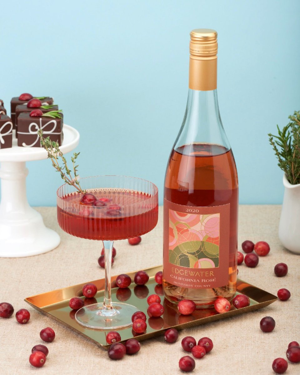 Brrrr.. it's getting chilly. Stay warm with this berry delicious winter #cocktail ❄️🍷

Cranberry Rose
-3oz rose (2020 Edgewater Rosé Monterey County)
-1oz cranberry juice
-2 dashes orange bitters
-2 dashes angostura bitters
-Garnish with cranberries and a sprig of thyme