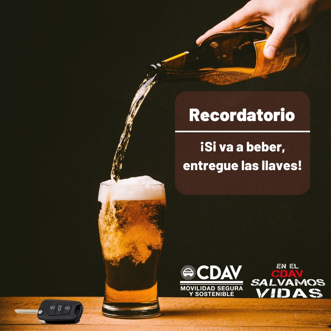 CDAVCali's tweet photo. 📌Solo una cerveza puede afectar tus habilidades de conducción.
☑️Está en tus manos salvar tu vida y la de otros.
#CDAV
#CDAVCALI
#MovilidadSegura
#MovilidadParaLaVida https://t.co/o2cvxRpyPN