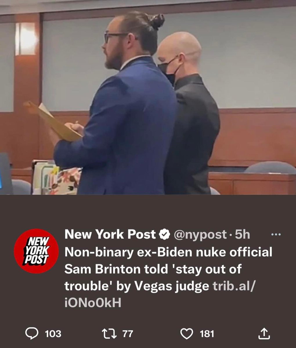 AgingWhiteGay's tweet photo. Notice how the non-binary femme attention seeker Sam Brinton attends his court hearing in a suit and not in circus performance attire, because he knows his male-presenting privilege will get him taken seriously and get him out of trouble, as it quite clearly has. https://t.co/0mZr0fKK3j
