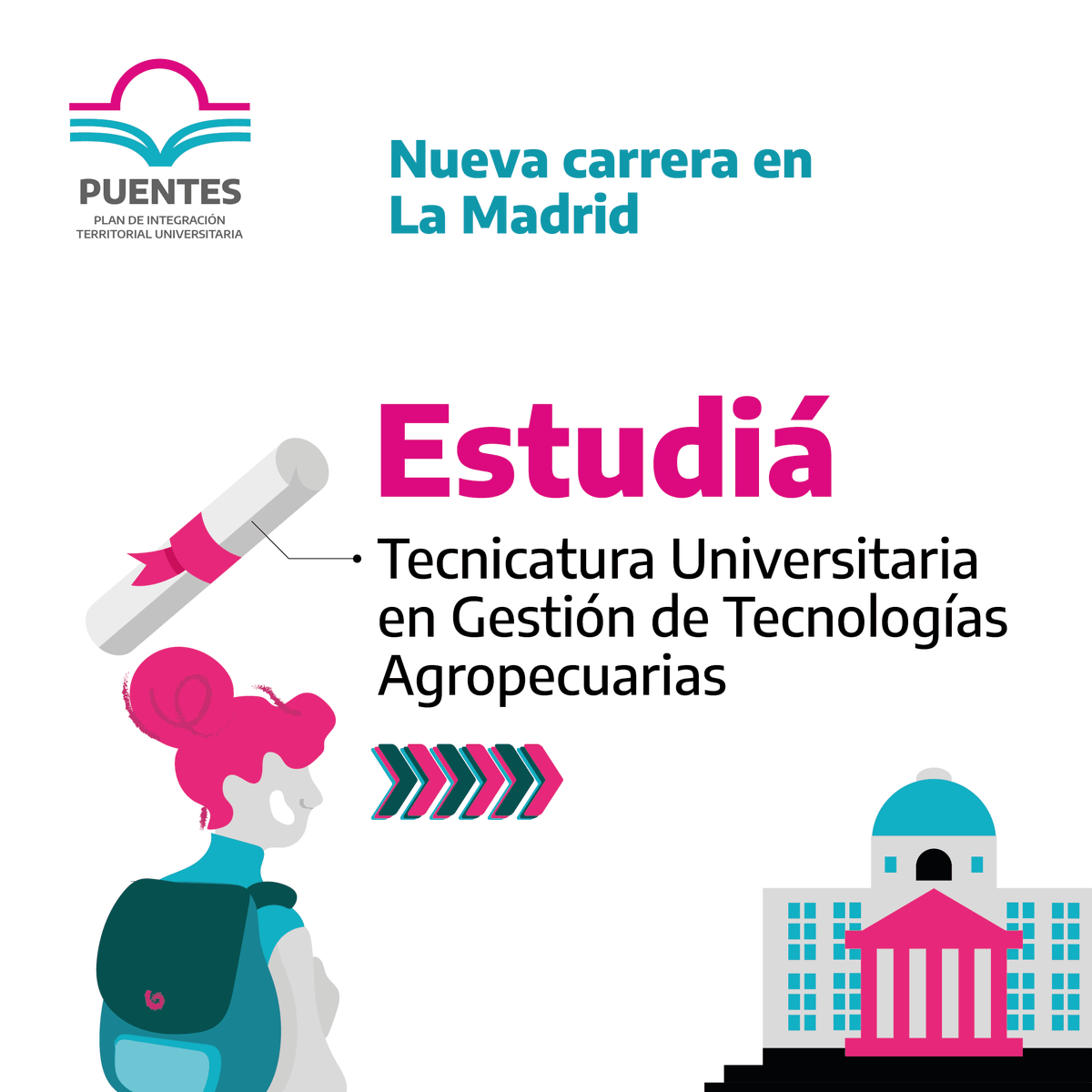 Estudiá en General La Madrid

📚 TECNICATURA UNIVERSITARIA EN GESTIÓN DE TECNOLOGÍAS AGROPECUARIAS (UTN)
Duración: 2 años y medio
Inscripción: abierta hasta el 30/12
San Martín 831
Inicio de cursada: febrero 2023 
Consultas: modernizacion@lamadrid.gob.ar