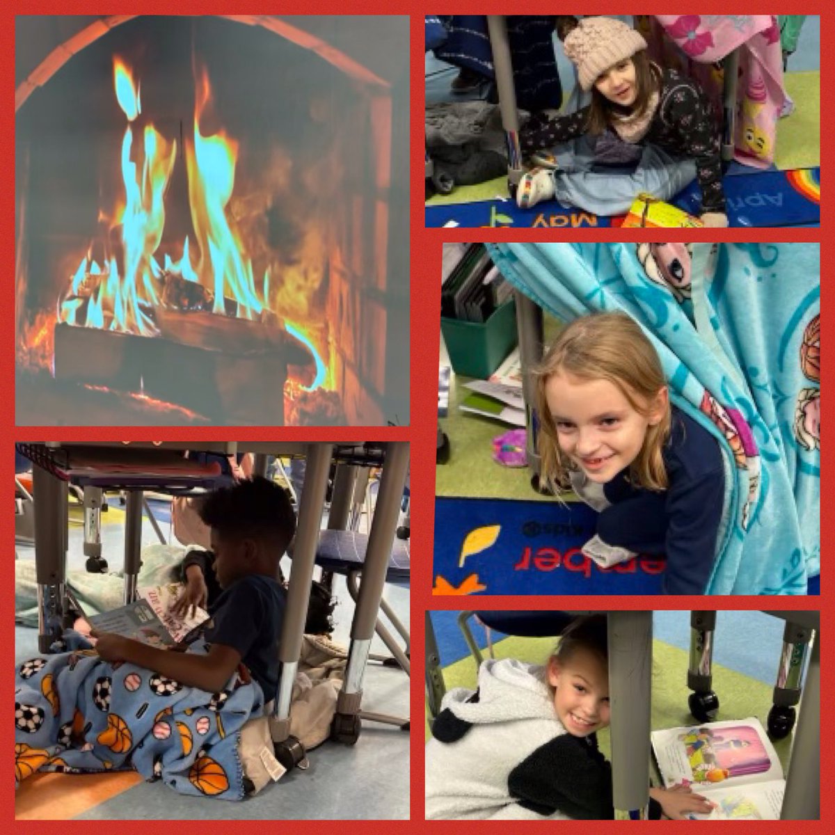 HillpointHusky's tweet photo. Mrs. Hughes class- Day 10: Day 10 of 12 days of Holiday fun and Learning Comfy and cozy by the fire” #readingbyfirelight #12daysofHolidayFunandLearning #cozybythefire #HPLeadersofthePack #buildingtheBestSPS https://t.co/Mg2J7XbhY9