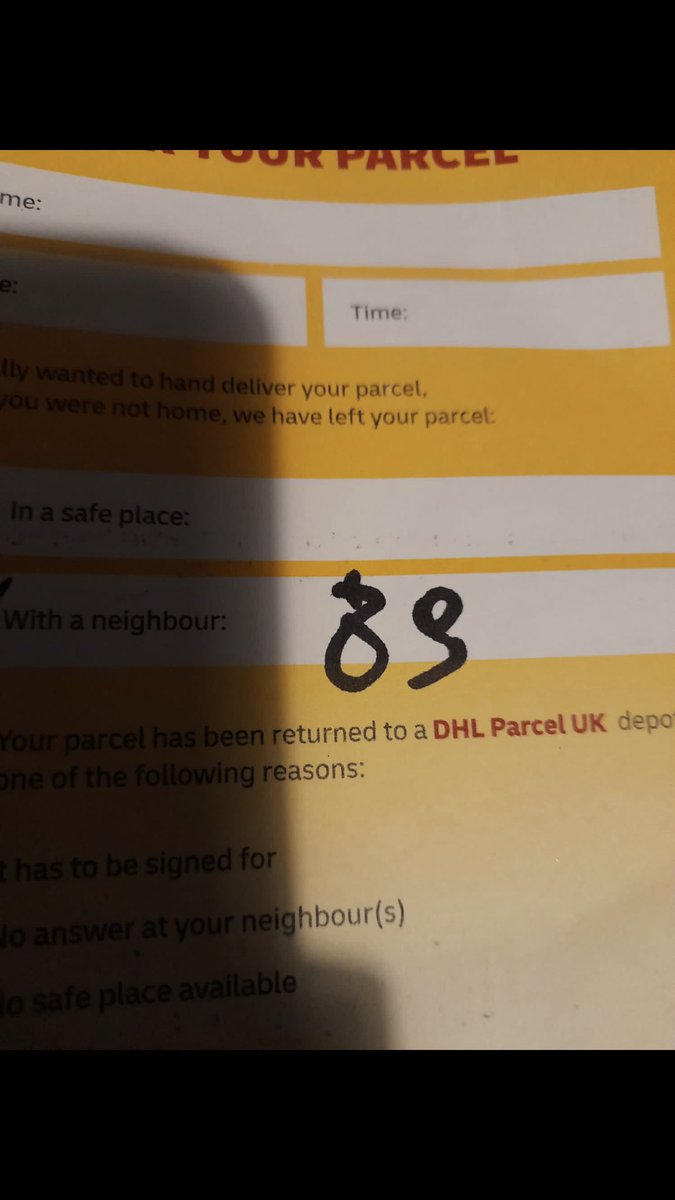 mattbooth3's tweet photo. @dhlexpressuk left with a neighbour but which one is a mystery. DM me please and I will provide tracking number https://t.co/8wW3kftYEN