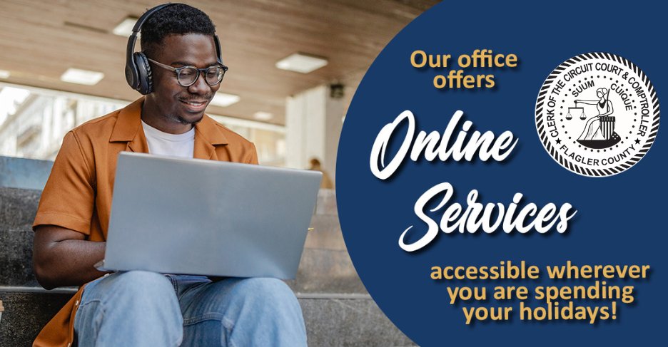 FlaglerClerk's tweet photo. No matter where you spend your holidays, the Flagler Clerk's Office offers online services accessible wherever you’re celebrating! Visit our website to learn more about the online services available to you.
#flaglerclerk #flaglercountyfl #onlineservices #FLClerks https://t.co/UUtT7QJZqP