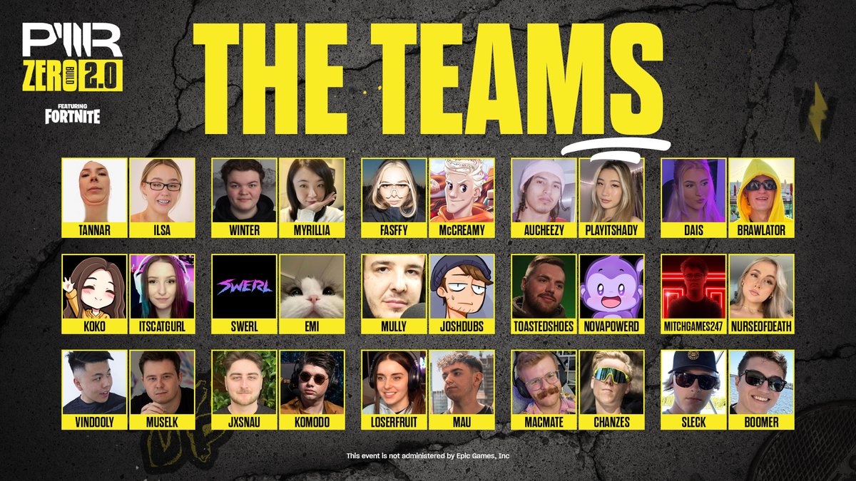 Meet our first set of duos 🙌🏼

The PWR Zero Build 2.0 Tournament kicks off today at 12PM AEST/9PM EST!

📺 youtube.com/pwr | #PWRUP