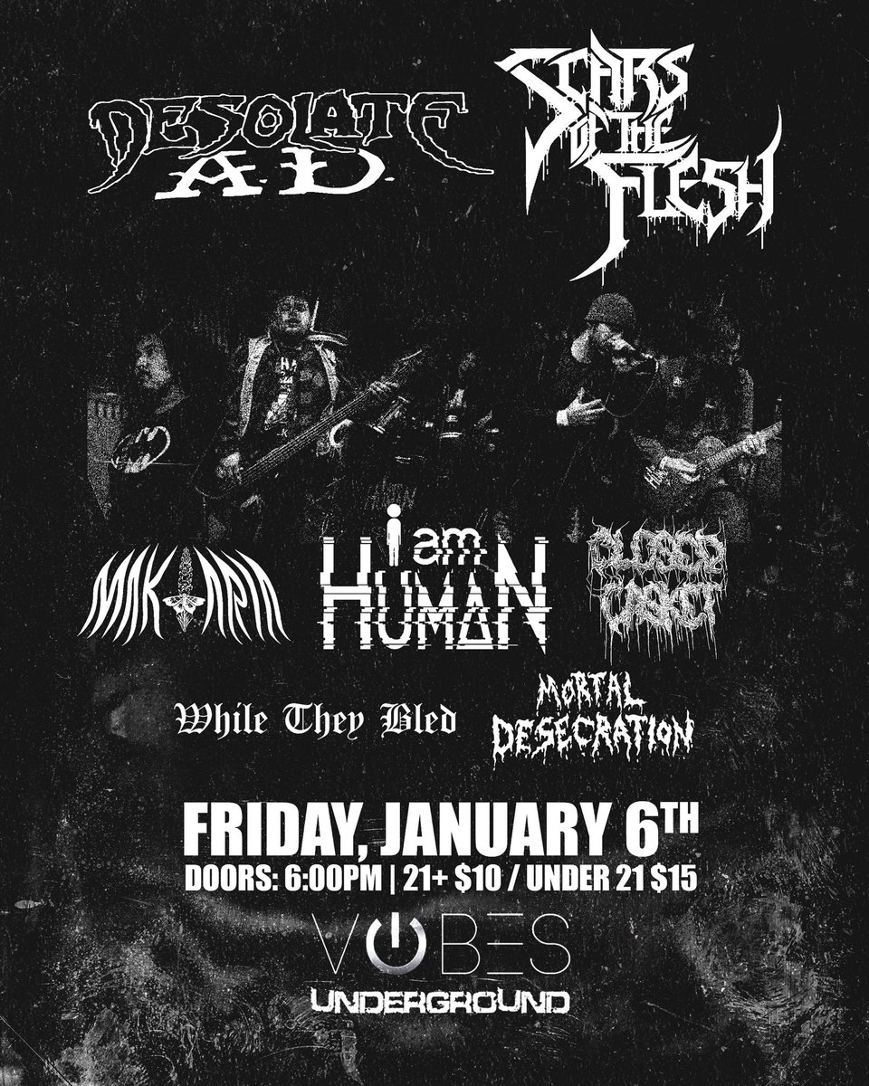 ChrisCordova6's tweet photo. Friday January 6th!!! I’ll be performing in both of my bands “While They Bled” & “I Am Human” along side with heavy hitters from San Antonio!! Come rage!!! #SanAntonio #localband #localmetal #metalscene #iamhuman #whiletheybled #HEAVYMETAL #texasmetal #metalhead https://t.co/8E8FFrJCYo