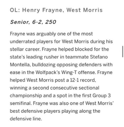 HFrayne66's tweet photo. Honored to be named a 1st team all group 3, and a 3rd team all state OL by https://t.co/tIDCrbeYqE!! @tberny7 @Coach_MeyerWMC @finneganswake53 https://t.co/4IztG2JdrQ