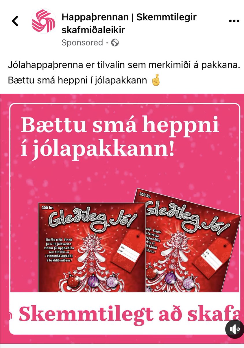 Add some luck to your Christmas package and scratch cards are a fun game says <a href="/Haskoli_Islands/">Háskóli Íslands</a> 
This is how the <a href="/uni_iceland/">University of Iceland</a> funds it’s buildings. You'd think the University of Iceland would be more enlightened, but here we are🤷‍♀️