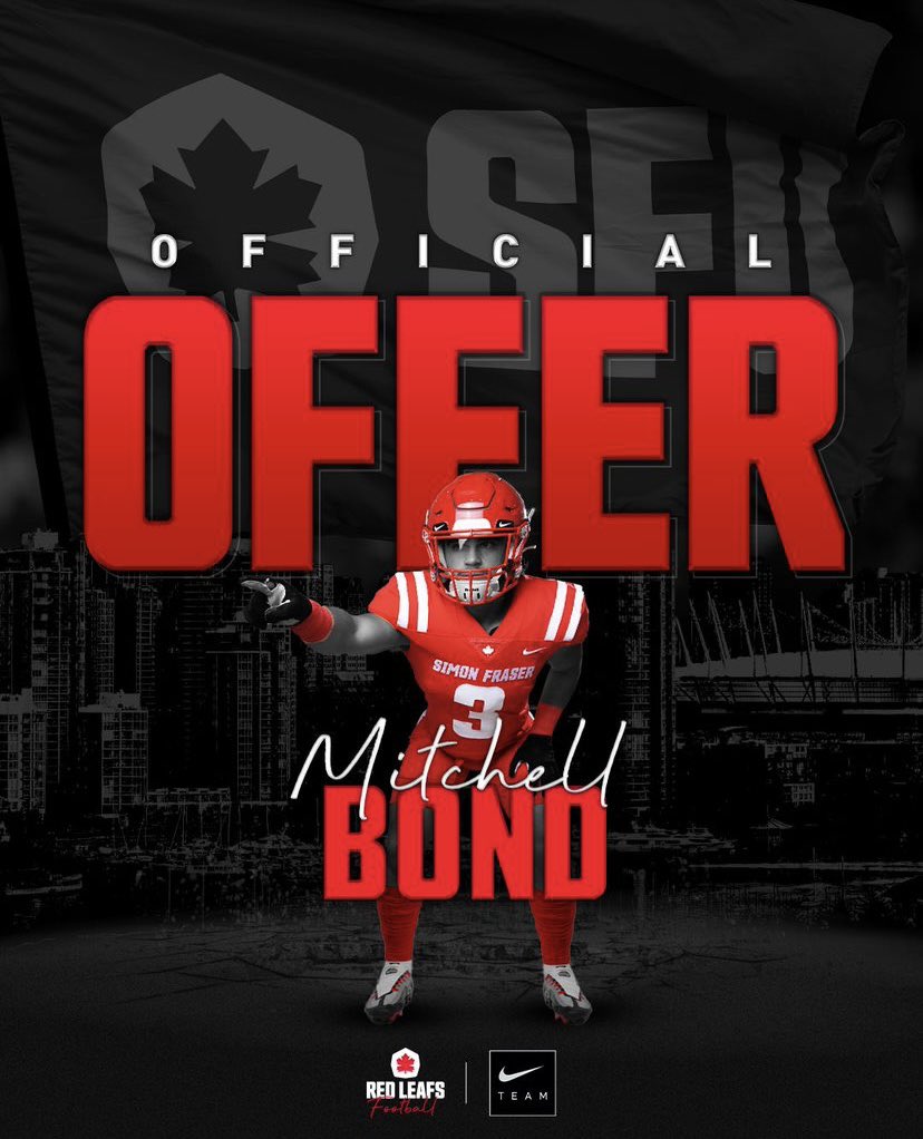After a great conversation with <a href="/CoachJErdman/">Jerome Erdman</a> I am super excited and grateful to receive an offer from Simon Fraser University! <a href="/SFUFootball/">SFU Football</a> <a href="/CoachRigell/">Mike J.Rigell</a>