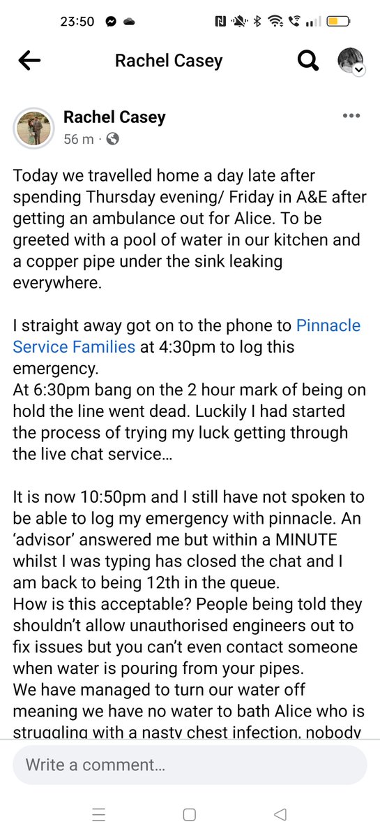 Nat_H_x's tweet photo. @Pinnacle @Ameyplc  @JohnHealey_MP
When are people going to listen to service families and the conditions we are being expected to let our children live in? My friend has a burst water pipe and a very poorly child she's being trying to contact you since 1630... https://t.co/iZfjNfoglZ