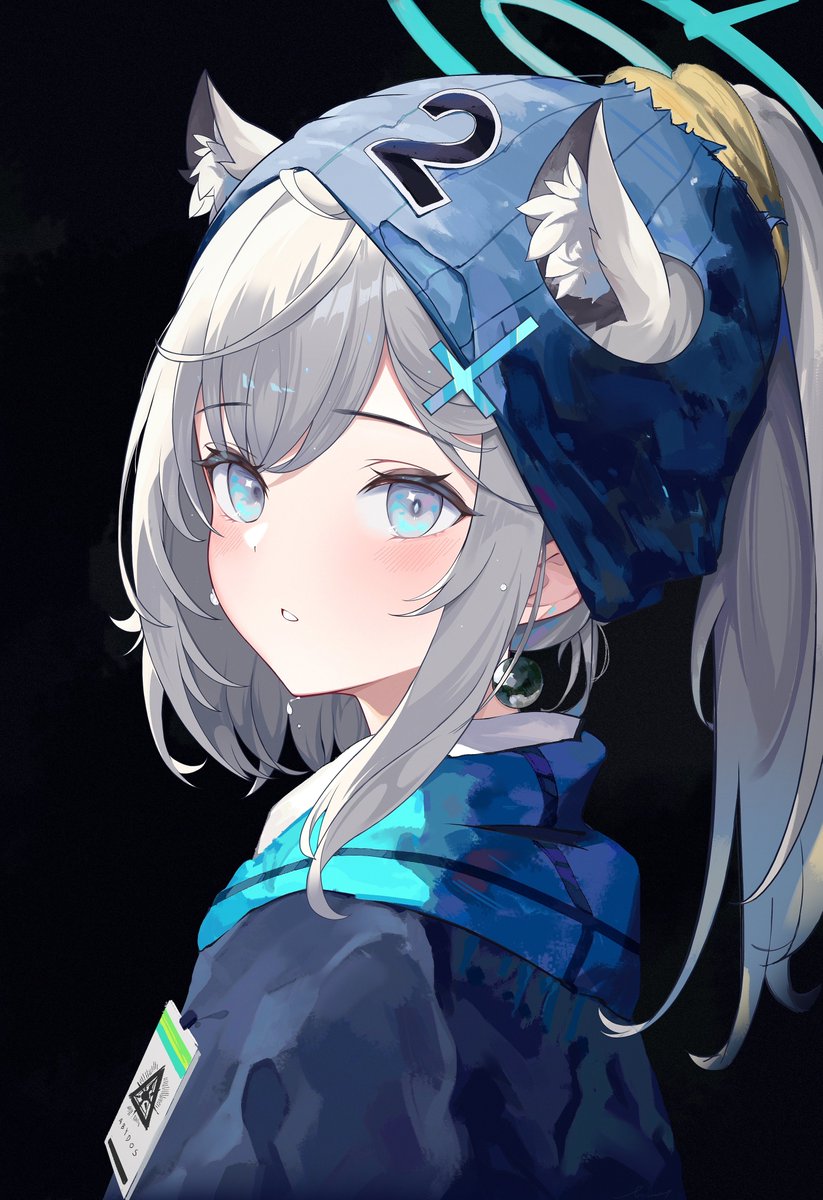 shiroko (blue archive) 1girl animal ears solo mismatched pupils extra ears hat blue eyes  illustration images