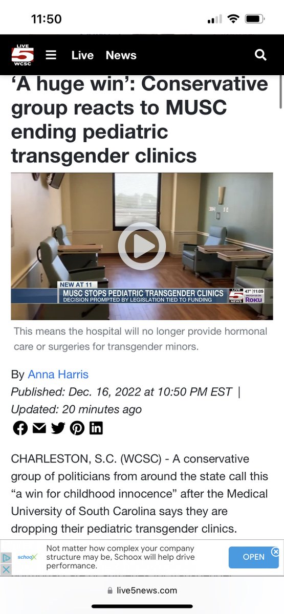ErinInTheMorn's tweet photo. Terrible news in South Carolina. An appropriations bill forced Medical University of South Carolina to shut down its gender clinic for trans youth.

States are going after hospital funding to close clinics nationally. https://t.co/F8Mei0qCyj