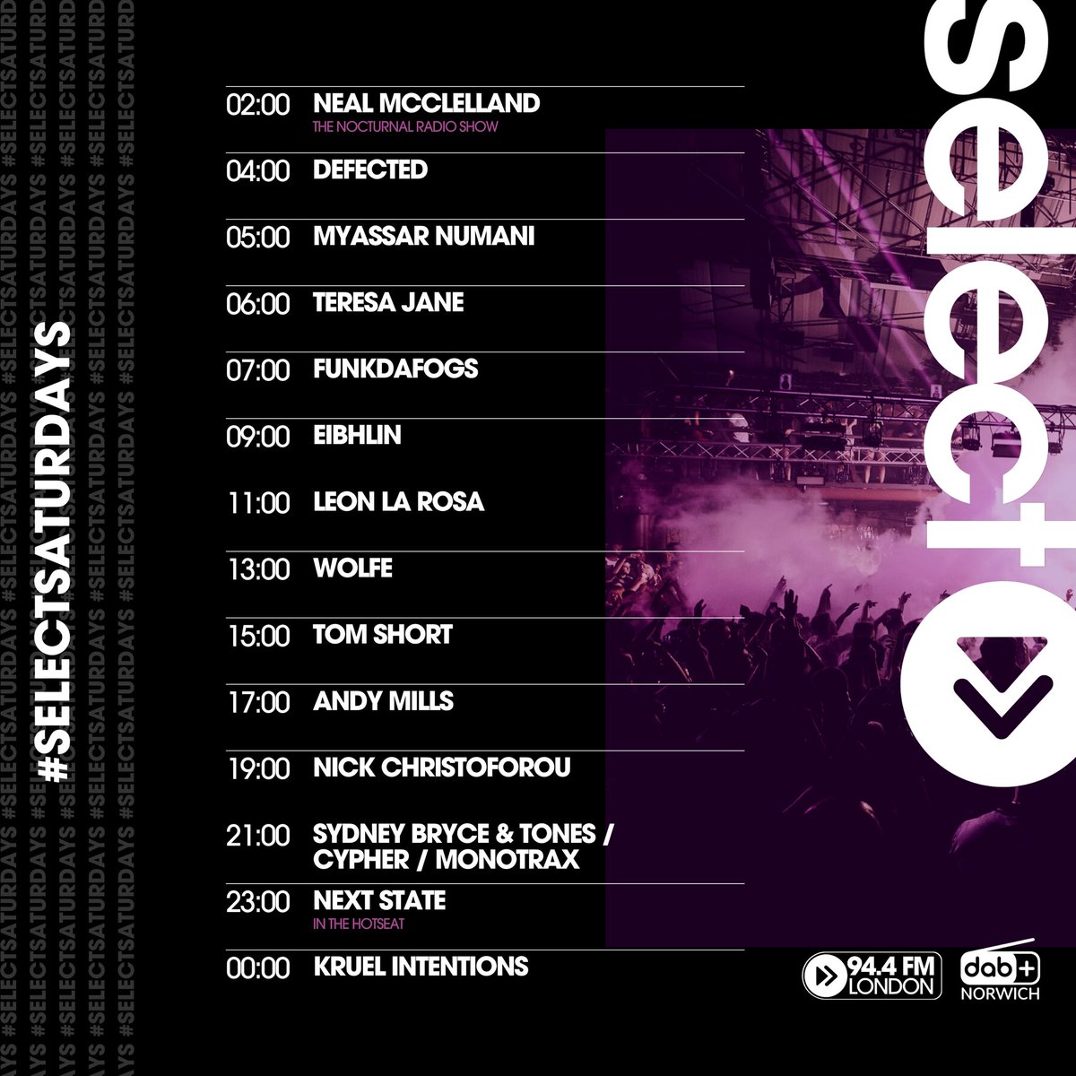 SelectRadioApp's tweet photo. An expertly curated line up for you today on #SelectSaturdays & #SaturdayNightSelect https://t.co/lWjvmoNf86
