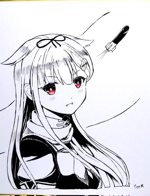大きい色紙!に描くの初めてで、ヤバイデカイむずいスキャン機にも入らない!となっちょりました 