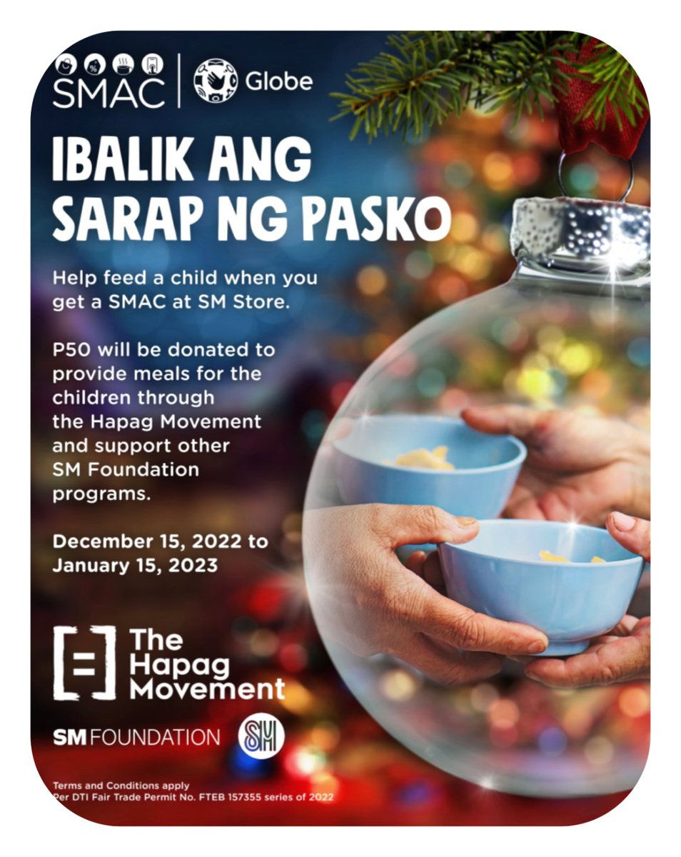 Check out this article: Globe and SM Advantage Card (SMAC) team together for the Hapag Movement using the #UniteVsHunger - vicvicbautista.com/2022/12/16/glo… #Globe #SMAdvantage #SMAC #UniteVsHunger #HapagMovement