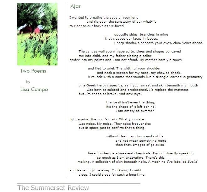 lisa_compo's tweet photo. Sharing one of the two poems I have up in the newest issue of @SummersetReview bc I am proud of it ❤️❤️ https://t.co/swgm1bxtmT