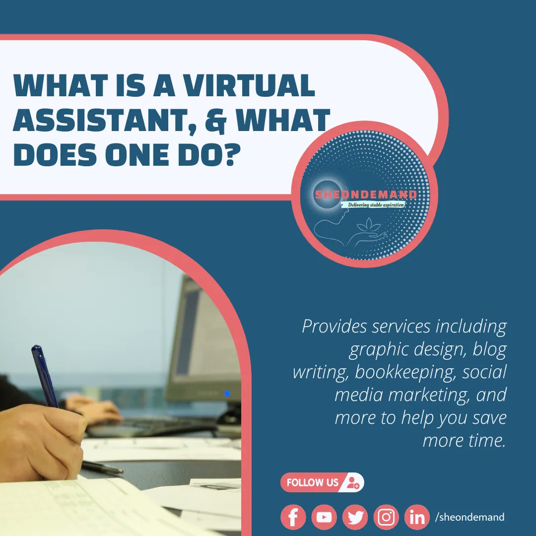 sheondemand's tweet photo. One benefit of using a virtual assistant for an employer is the freedom to just pay for the services they require🕰️ 

To learn more about  how Virtual Assistants work, click here:  https://t.co/UEClZfrSPu 

#sheondemand  #deliveringstableaspiration #bookme #jobs #hiring https://t.co/eZYPVksyRg
