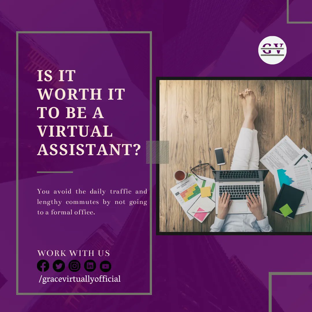 gracevirtually0's tweet image. The choice to work as a VA is a terrific one for many people. You might operate as a virtual assistant from your computer. 

#gracevirtuallyofficial #gracevirtually #gracevirtuallyservices