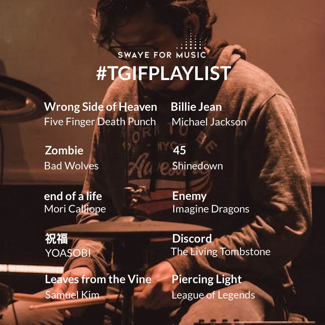 Enjoy your weekend with our Swaye for Music #TGIFPlaylist created by Swaye's friend Logan M.

Listen via YouTube Music! rpb.li/UdG

#music #musiclover #playlist #youtubemusic #tgif #musiclovers #musicians