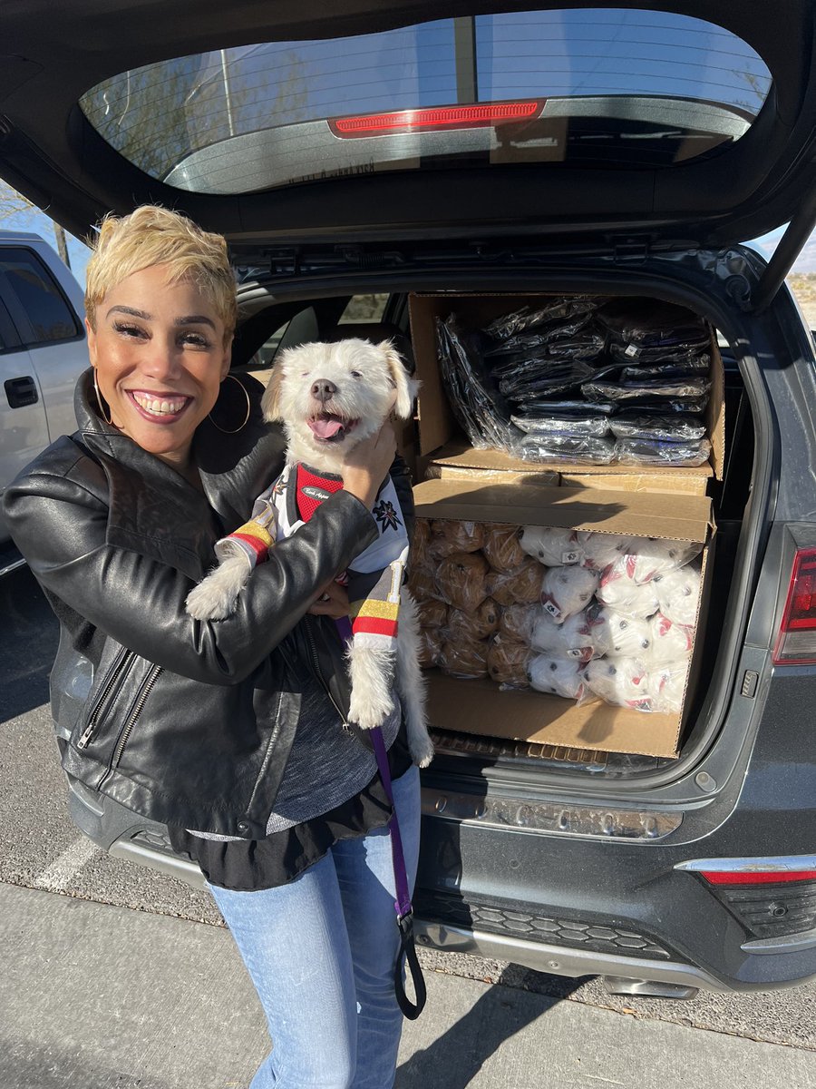 With your support Deke and I delivered 144 pairs of socks, 48 sets of coloring books &amp; crayons, and 96 stuffies &amp; bobbleheads to our friend <a href="/Successful_one/">Ashley B</a> and <a href="/H2H_YBIB/">Heart To Heart LLC</a>! 
Items will be distributed to children in need this holiday season.
~ Bark🐾 
#PawYouNeedIsLove