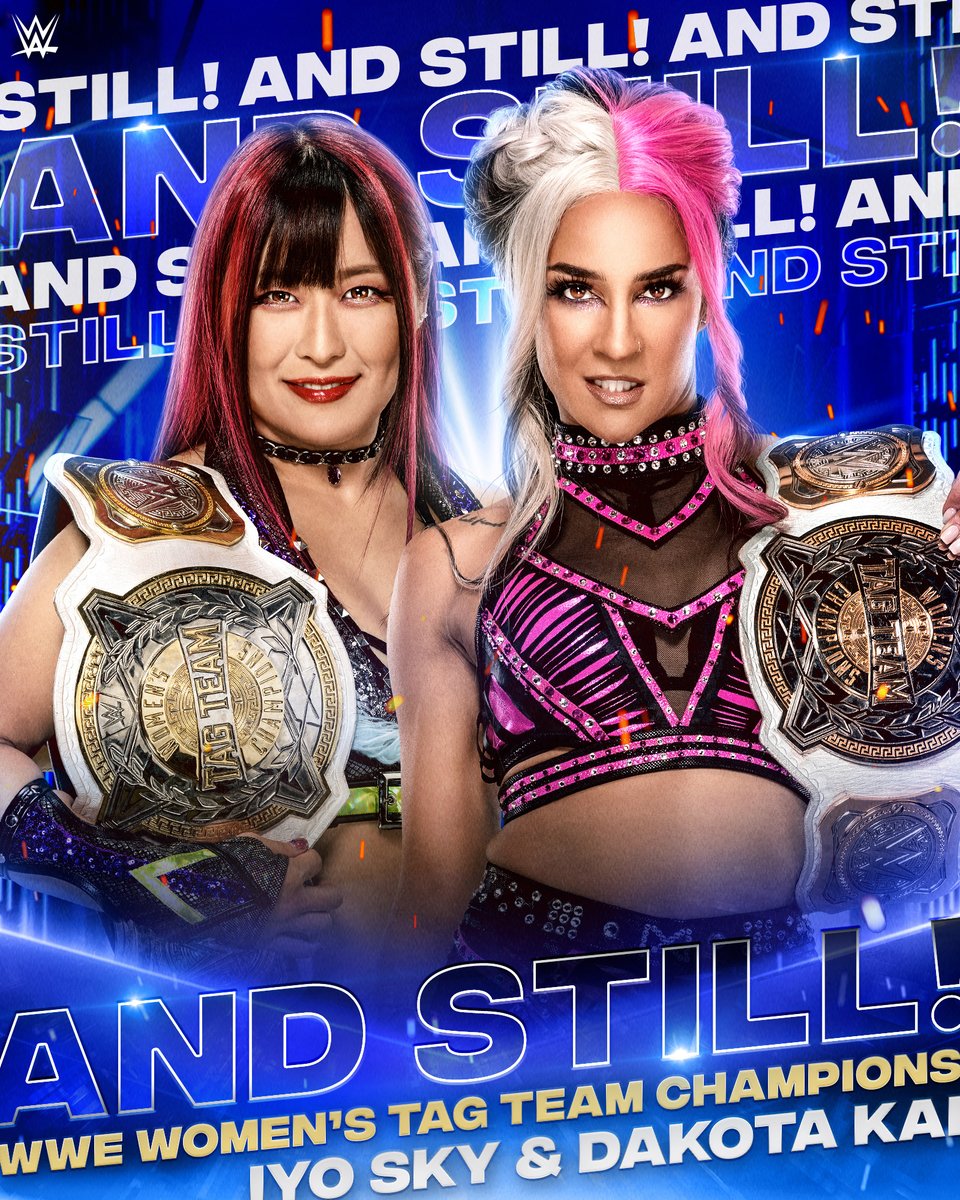 WWE's tweet image. AND STILL WWE Women's Tag Team Champions...

@ImKingKota &amp;amp; @Iyo_SkyWWE! 

#SmackDown