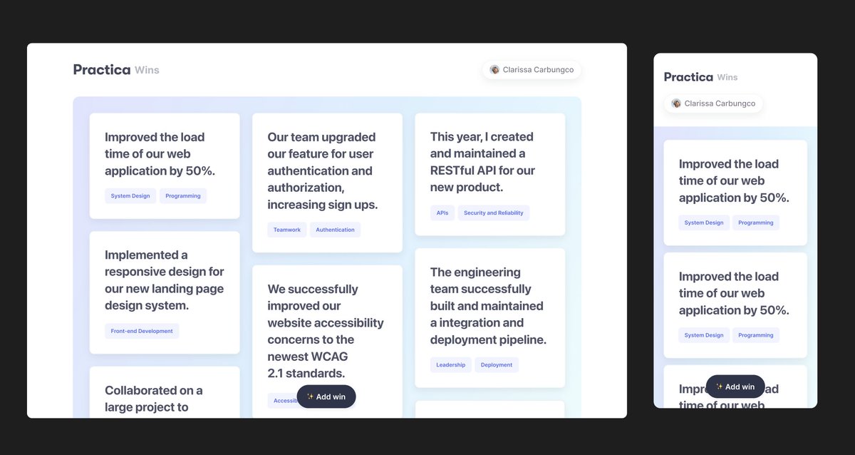 Definitely my favorite project in a while... A simple, shareable brag doc (soon on <a href="/Best_Practicer/">BestPracticer</a>)