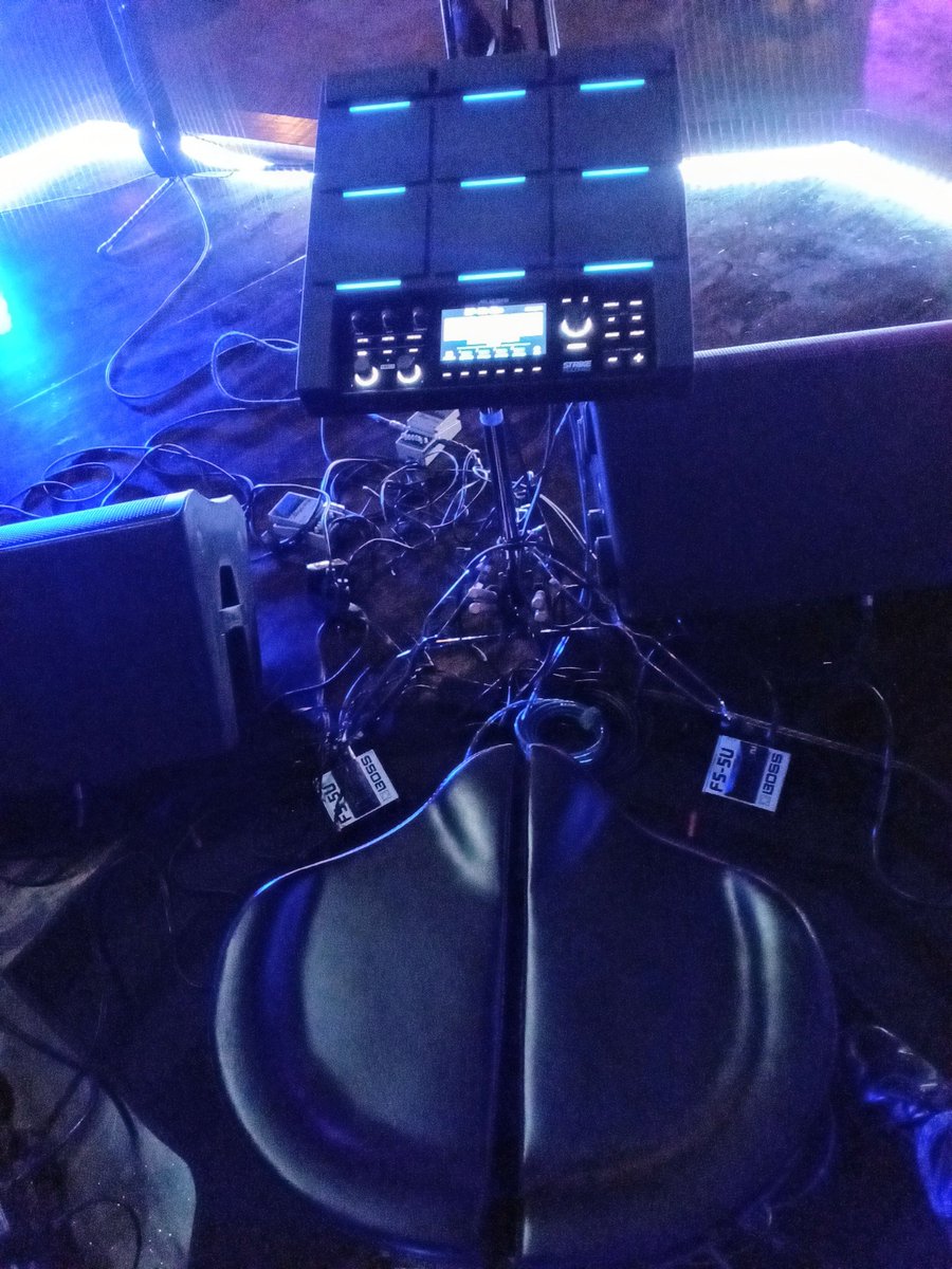 DPattersonMusic's tweet photo. All set up for the gig tonight with @MysteryLovesCo in Webster, TX. 
#drummer #percussionist #giglife #strikemultipad #Motionprodrumthrones @SalyersPerc @Alesis #mysterylovesco #dannypattersonmusic https://t.co/BeaXiIXAVJ