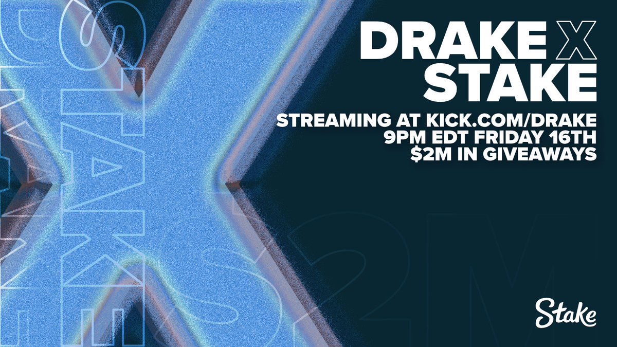 .<a href="/Drake/">Drizzy</a> x Stake is about to go live 📺

Last chance to enter the draw to $2mil in giveaways 💰

Send your Stake username and phone number to winwiththeboy@stake.com to go in the draw 📧

📺: kick.com/drake