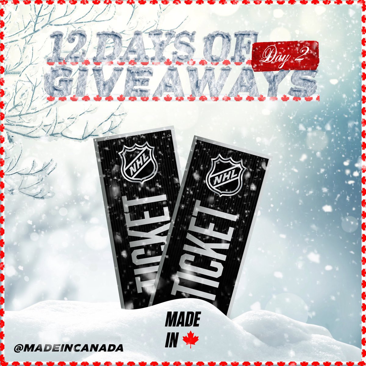 MadelnCanada's tweet image. 🎁12 DAYS OF GIVEAWAYS🎁

Today is day #2 of our 12 days of giveaways for the Holiday season! 2nd prize is a family pack of 4 to any NHL game of your choice!🏒 

To Enter:

1. Follow @MadelnCanada 
2. Like ❤️ &amp;amp; RT 🔄 this tweet.
3. Reply with what team &amp;amp; date!

Good luck 🎅🏼❄️