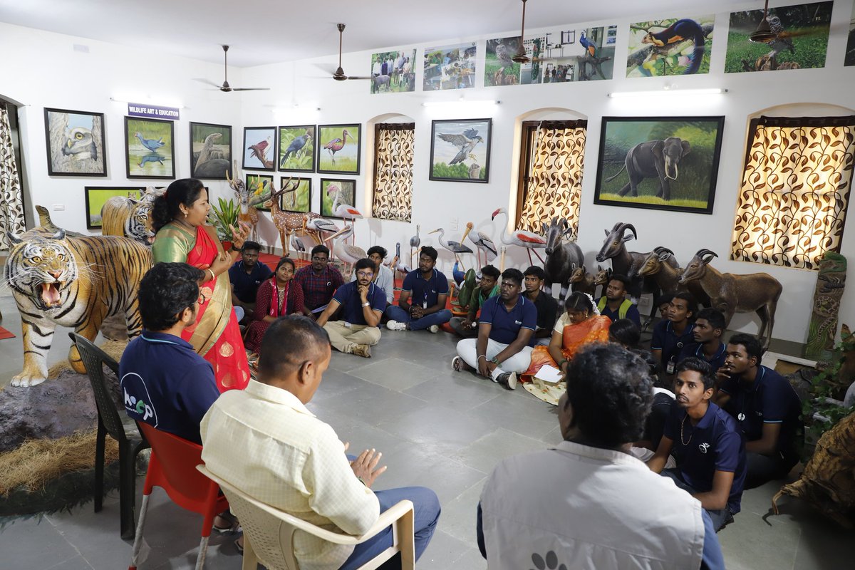 Keep namma pondy clean team visited Wildlife art gallery at Art and Craft Village Murungapakkam Puducherry for exposure visit and learn more about biodiversity conservation #KeepForcities