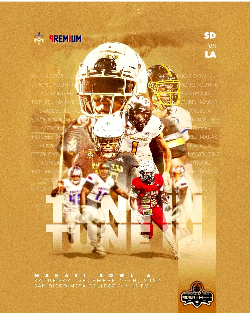 caleb alvary (@alvarycaleb) on Twitter photo I will be playing in Makasi Bowl on December 17th!! Los Angles vs San Diego. The battle of SoCal !!
<a href="/premiumsportsla/">Premium Sports</a> <a href="/simi_football/">Simi High Football</a> <a href="/coachcj317/">Coach CJ</a> <a href="/GregBiggins/">Greg Biggins</a> <a href="/BrandonHuffman/">Brandon Huffman</a> <a href="/svhspioneers/">Simi Valley HS | Athletics Dept.</a> I will be playing in Makasi Bowl on December 17th!! Los Angles vs San Diego. The battle of SoCal !!
<a href="/premiumsportsla/">Premium Sports</a> <a href="/simi_football/">Simi High Football</a> <a href="/coachcj317/">Coach CJ</a> <a href="/GregBiggins/">Greg Biggins</a> <a href="/BrandonHuffman/">Brandon Huffman</a> <a href="/svhspioneers/">Simi Valley HS | Athletics Dept.</a>