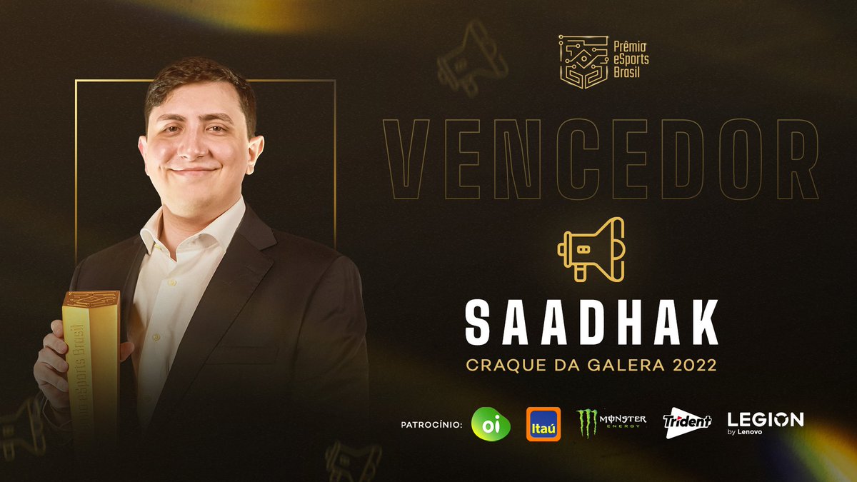 premioesportsbr's tweet photo. A voz do povo é soberana. 

Vocês torceram, interagiram, compartilharam, largaram o dedo no voto e hoje a lenda se ergue como o Craque da Galera de 2022. 

O vencedor da categoria popular é @loud_saadhak. Parabéns!

#PremioeSportsBR https://t.co/7zYmpdIX4k