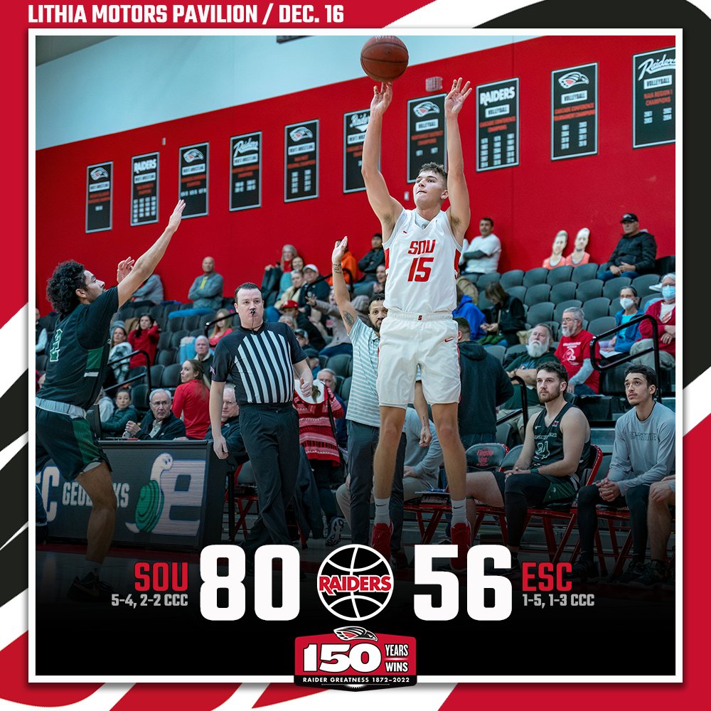 FINAL: Tez Allen joins <a href="/SOURaidersMBB/">SOU Men’s Basketball</a>'s 1,000-point club in a rout of Evergreen

🔴 Will Graves | 25 pts, 5/9 3fg, 3 stl
⚪️ Tez Allen | 13 pts, 6 ast, 2 stl
⚫️ Dominic McGarvey | 13 pts, 6 reb, 5 ast
