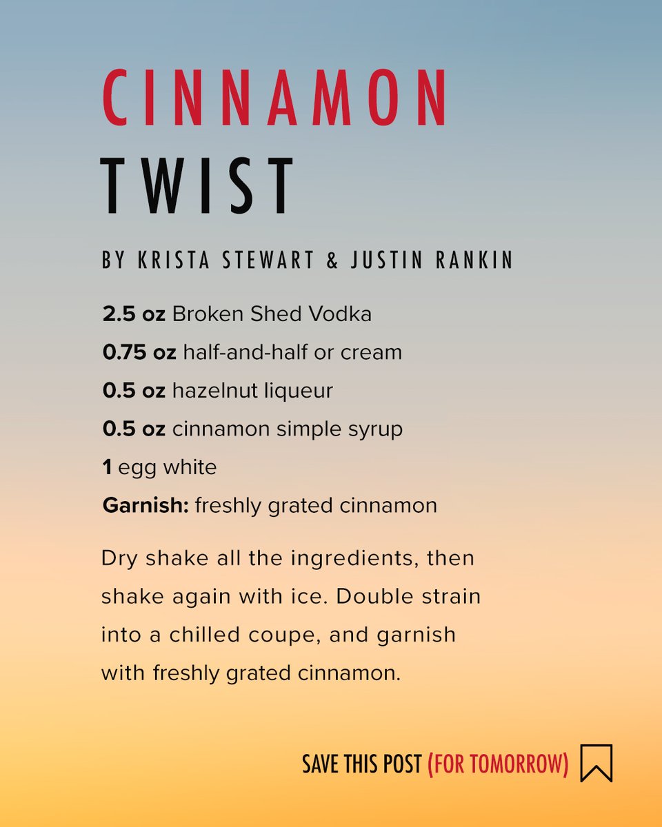 The enticing balance of hazelnut, cinnamon and cream flavours in this cocktail are hard to match. Feel festive with every sip when enjoying The Cinnamon Twist. 🎄
.
.
#BrokenShedVodka #TheVodkaOfTomorrow #NZVodka #PremiumVodka #Cocktails #Cocktailhour