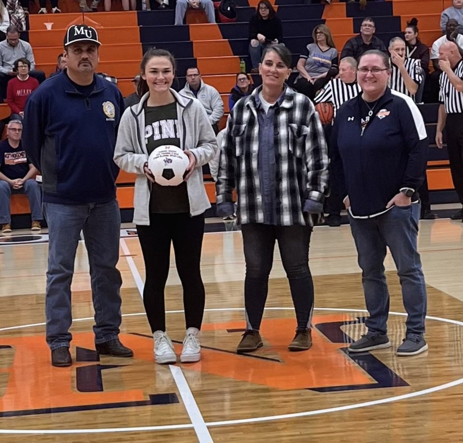 Teegan Bacon was honored tonight for her record breaking soccer career and scoring 101 career goals. Congratulations, Teegan! #ChargerPride