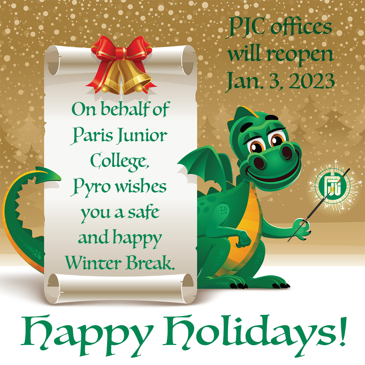 Congratulations to all the new PJC graduates this evening - and that's a wrap on 2022, Dragons! Everyone have a safe and happy Winter Break and we'll see you on Tuesday, Jan. 3, 2023!